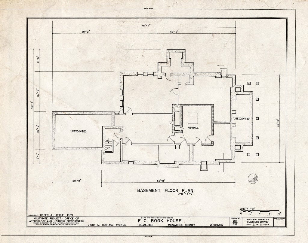 Blueprint HABS WIS,40-MILWA,15- (Sheet 2 of 11) - F. C. Bogk House, 2420 North Terrace Avenue, Milwaukee, Milwaukee County, WI