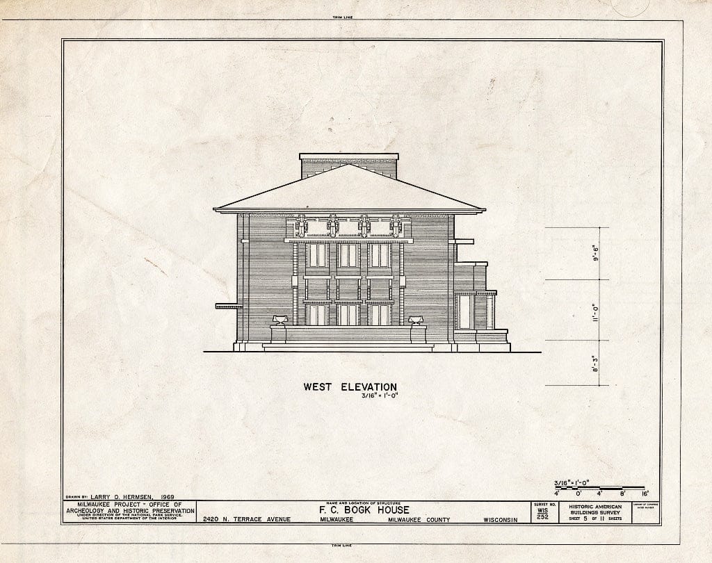 Blueprint HABS WIS,40-MILWA,15- (Sheet 5 of 11) - F. C. Bogk House, 2420 North Terrace Avenue, Milwaukee, Milwaukee County, WI
