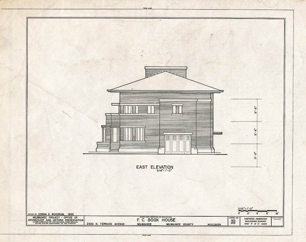 Blueprint HABS WIS,40-MILWA,15- (Sheet 7 of 11) - F. C. Bogk House, 2420 North Terrace Avenue, Milwaukee, Milwaukee County, WI