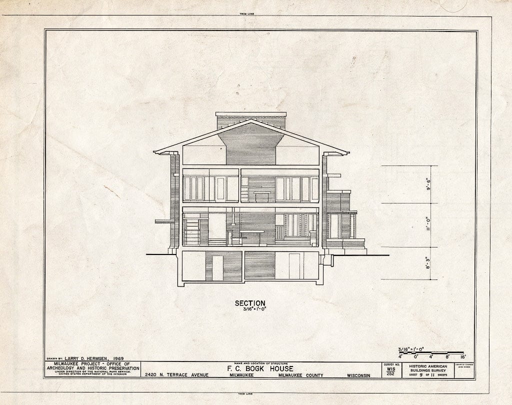 Blueprint HABS WIS,40-MILWA,15- (Sheet 9 of 11) - F. C. Bogk House, 2420 North Terrace Avenue, Milwaukee, Milwaukee County, WI