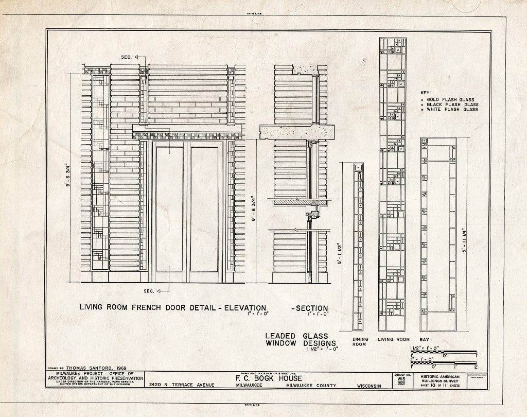 Blueprint HABS WIS,40-MILWA,15- (Sheet 10 of 11) - F. C. Bogk House, 2420 North Terrace Avenue, Milwaukee, Milwaukee County, WI