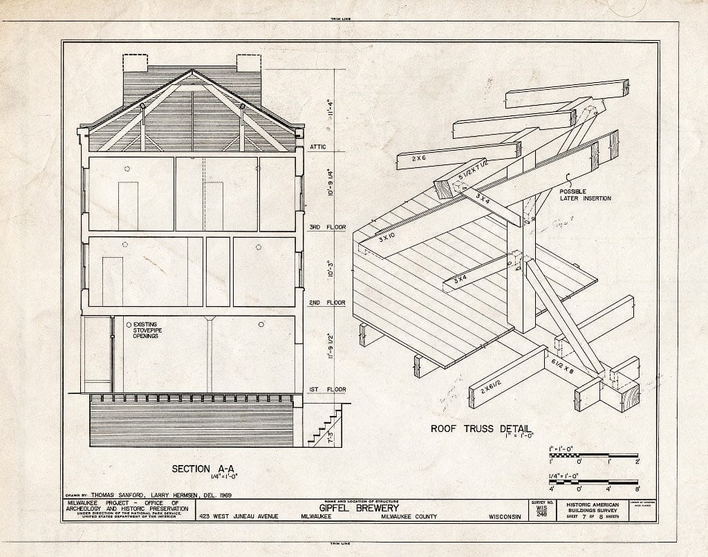 Blueprint HABS WIS,40-MILWA,11- (Sheet 7 of 8) - Gipfel Brewery, 423-427 West Juneau Avenue, Milwaukee, Milwaukee County, WI