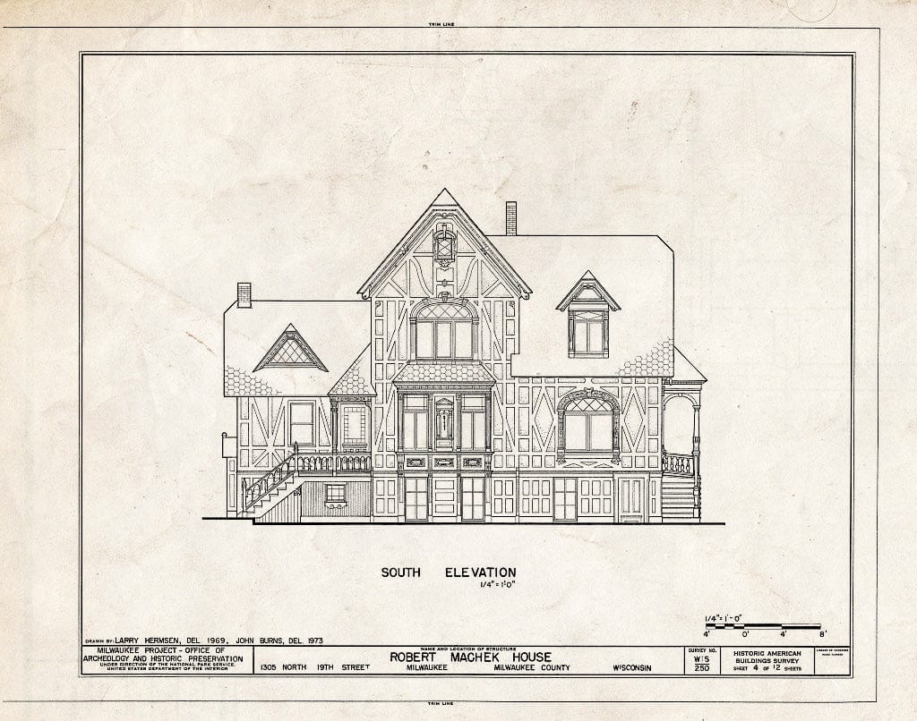 Blueprint HABS WIS,40-MILWA,13- (Sheet 4 of 12) - Robert Machek House, 1305 North Nineteenth Street, Milwaukee, Milwaukee County, WI
