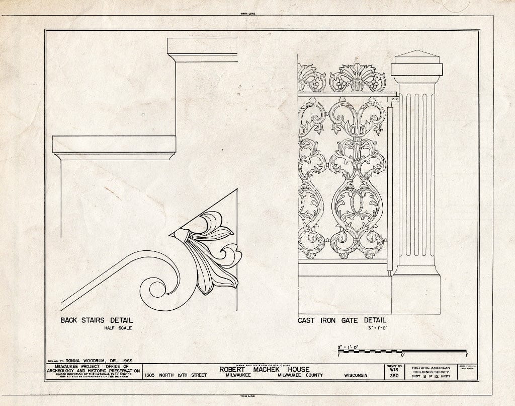 Blueprint HABS WIS,40-MILWA,13- (Sheet 8 of 12) - Robert Machek House, 1305 North Nineteenth Street, Milwaukee, Milwaukee County, WI