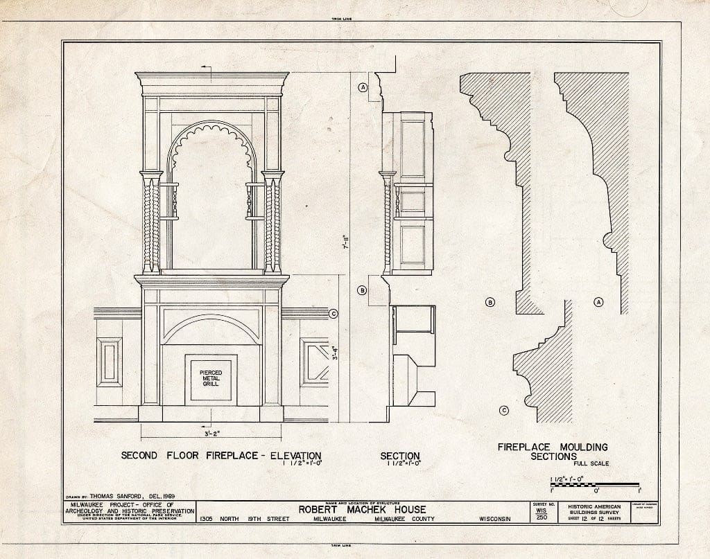 Blueprint HABS WIS,40-MILWA,13- (Sheet 12 of 12) - Robert Machek House, 1305 North Nineteenth Street, Milwaukee, Milwaukee County, WI