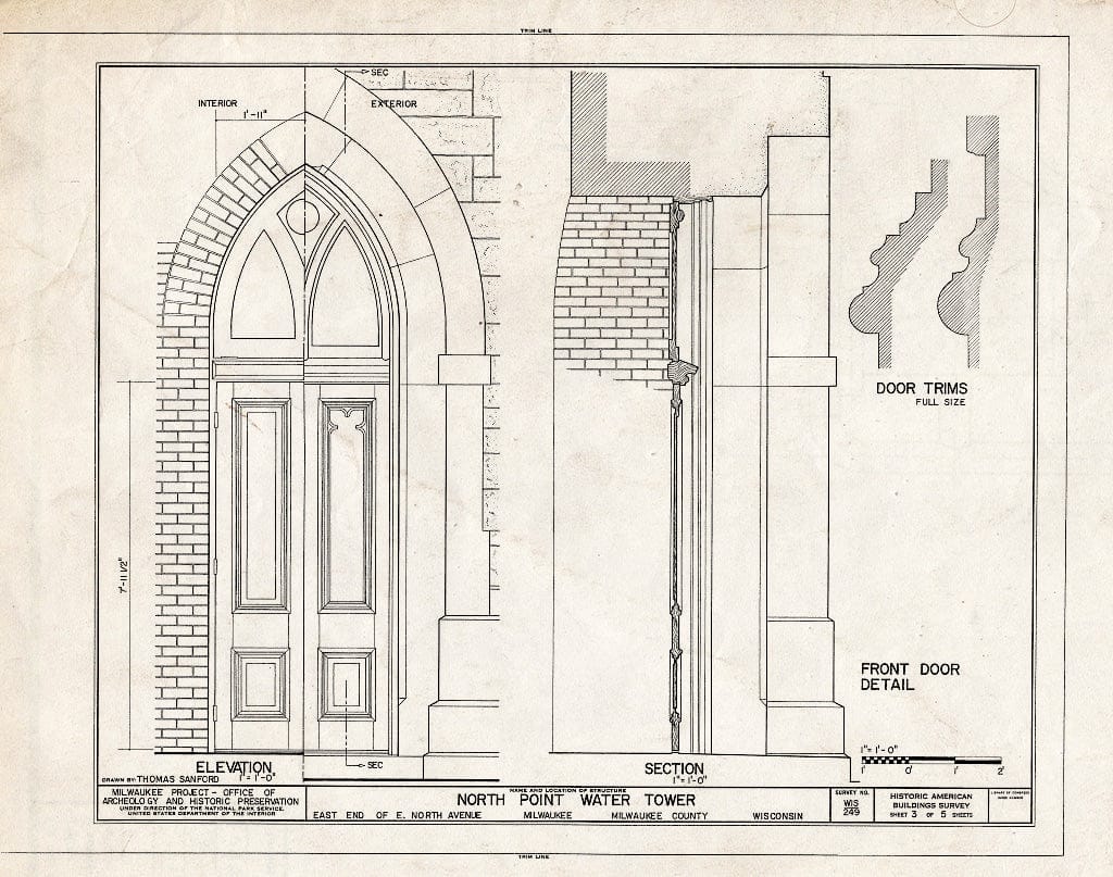 Blueprint HABS WIS,40-MILWA,12- (Sheet 3 of 5) - North Point Water Tower, East North Avenue, Milwaukee, Milwaukee County, WI