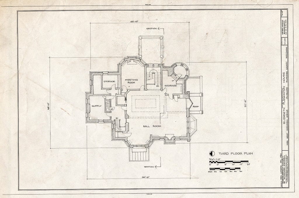 Blueprint HABS WIS,40-MILWA,40- (Sheet 4 of 12) - Elizabeth Plankinton House, 1492 West Wisconsin Avenue, Milwaukee, Milwaukee County, WI