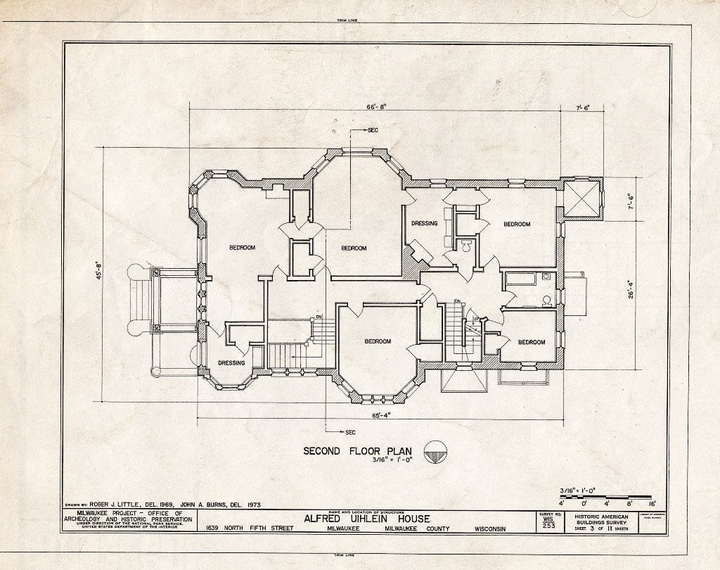 Blueprint HABS WIS,40-MILWA,16- (Sheet 3 of 11) - Alfred Uihlein House, 1639 North Fifth Street, Milwaukee, Milwaukee County, WI