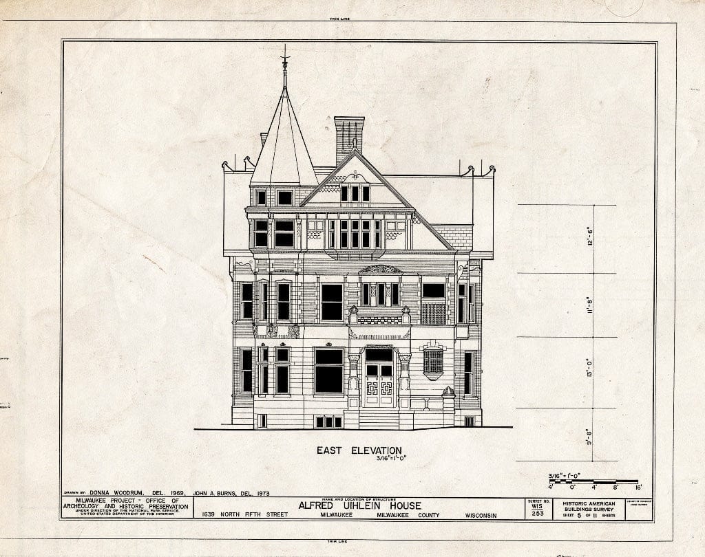 Blueprint HABS WIS,40-MILWA,16- (Sheet 5 of 11) - Alfred Uihlein House, 1639 North Fifth Street, Milwaukee, Milwaukee County, WI