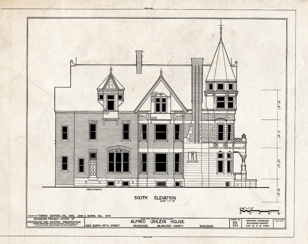 Blueprint HABS WIS,40-MILWA,16- (Sheet 6 of 11) - Alfred Uihlein House, 1639 North Fifth Street, Milwaukee, Milwaukee County, WI