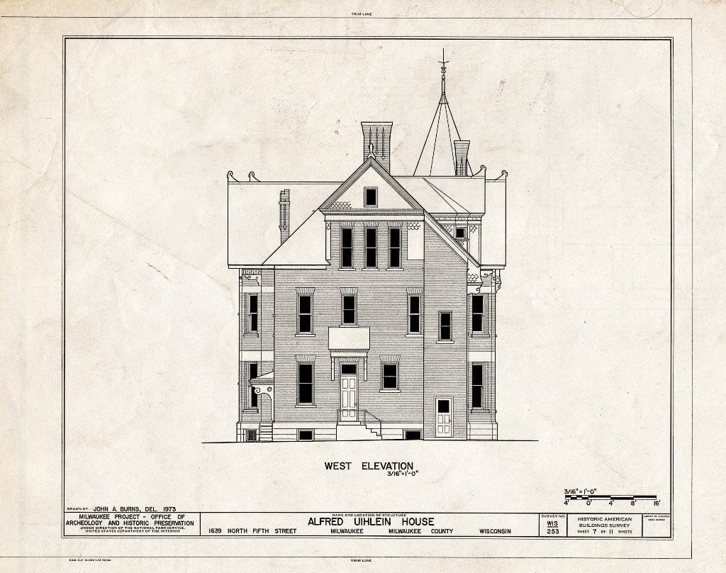 Blueprint HABS WIS,40-MILWA,16- (Sheet 7 of 11) - Alfred Uihlein House, 1639 North Fifth Street, Milwaukee, Milwaukee County, WI