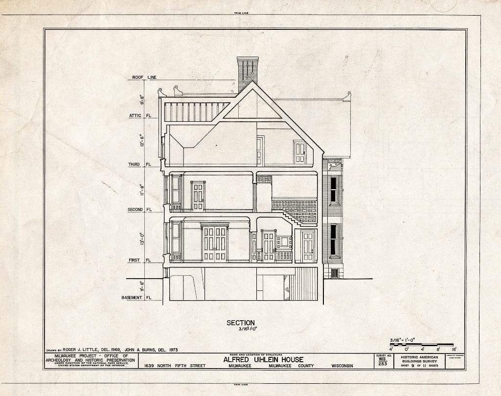 Blueprint HABS WIS,40-MILWA,16- (Sheet 9 of 11) - Alfred Uihlein House, 1639 North Fifth Street, Milwaukee, Milwaukee County, WI
