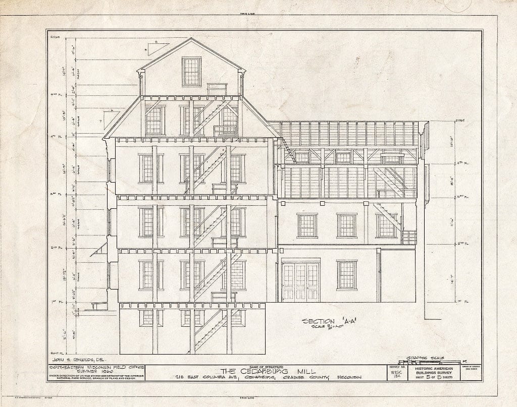 Blueprint HABS WIS,45-CEDBU,1- (Sheet 5 of 5) - Cedarburg Mill, 215 East Columbia Avenue, Cedarburg, Ozaukee County, WI