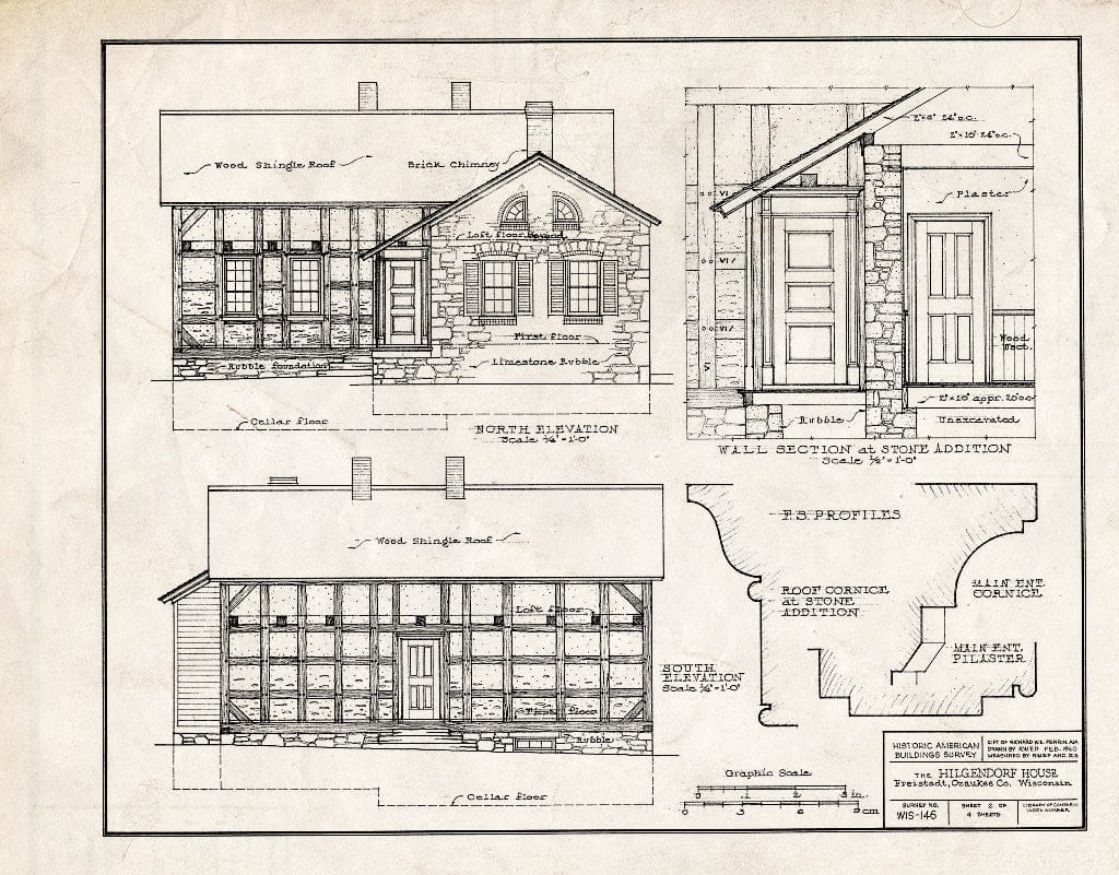 Blueprint HABS WIS,45-FREI,1- (Sheet 2 of 4) - Hilgendorf House, State Route 167, Freistadt, Ozaukee County, WI