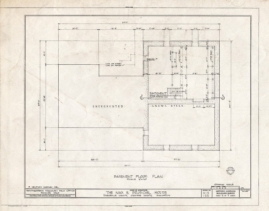 Blueprint HABS WIS,45-THIVI.V,2- (Sheet 2 of 7) - Max E. Peuschel House, County Trunk M, Thiensville, Ozaukee County, WI
