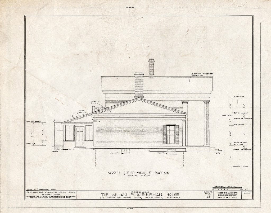 Blueprint HABS WIS,51-RACI,4- (Sheet 5 of 11) - William F. Kuehneman House, 1135 South Main Street, Racine, Racine County, WI