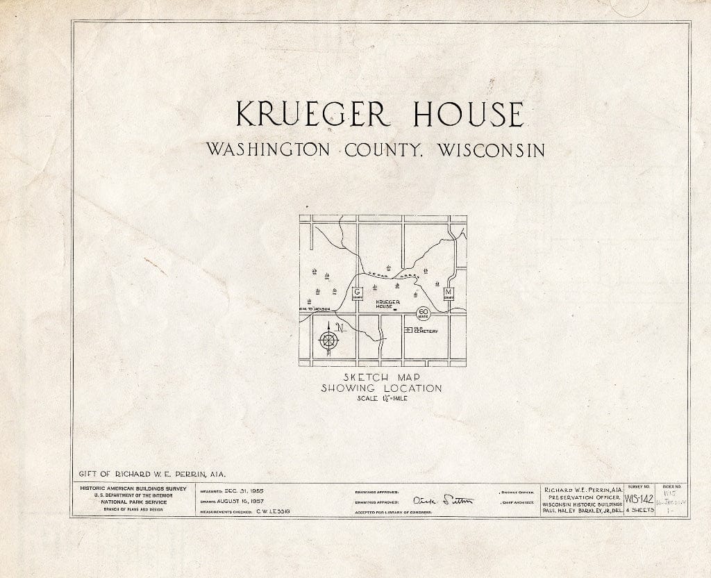 Blueprint HABS WIS,66-JACSO.V,1- (Sheet 0 of 4) - Krueger House, State Route 60, Jackson, Washington County, WI