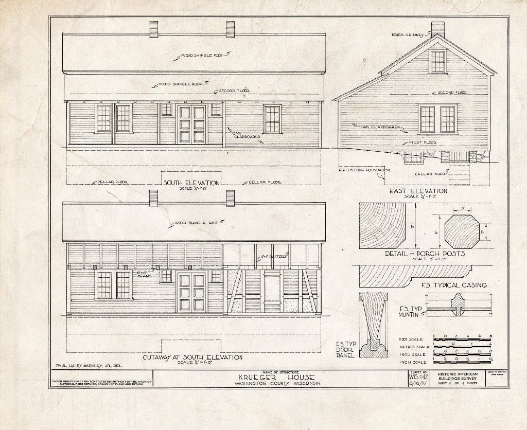 Blueprint HABS WIS,66-JACSO.V,1- (Sheet 2 of 4) - Krueger House, State Route 60, Jackson, Washington County, WI