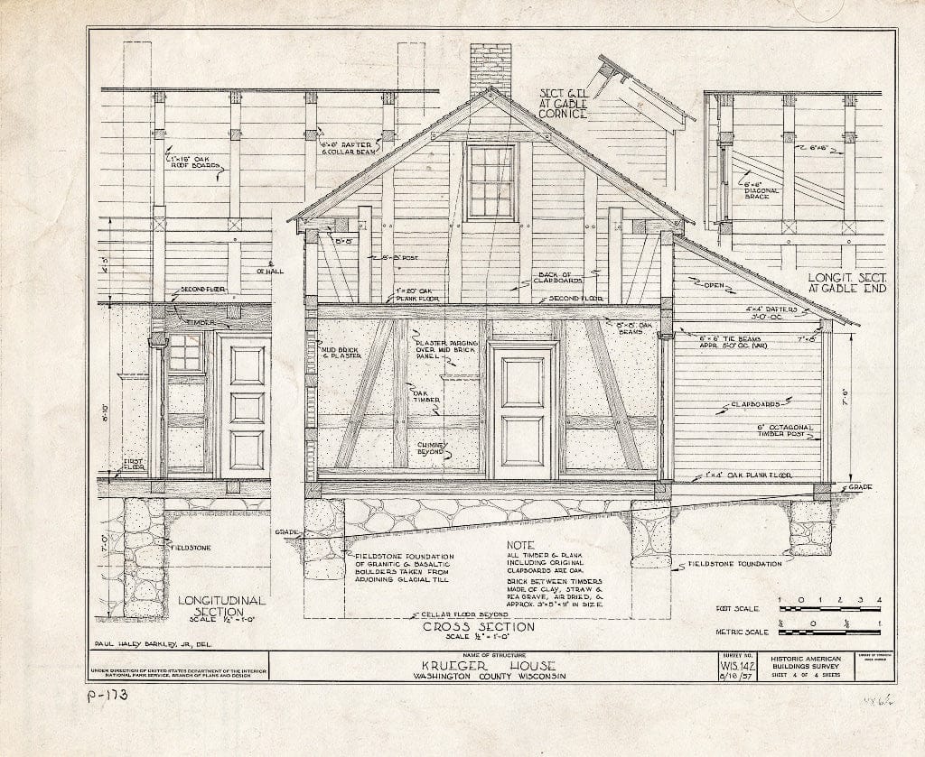 Blueprint HABS WIS,66-JACSO.V,1- (Sheet 4 of 4) - Krueger House, State Route 60, Jackson, Washington County, WI