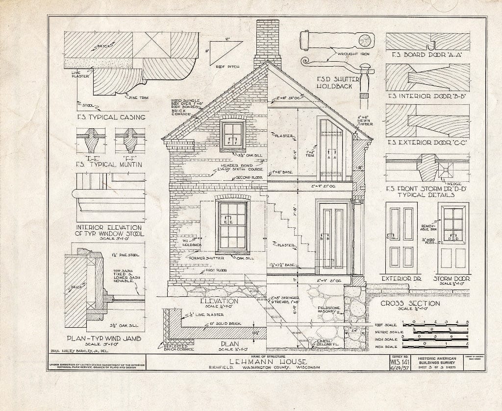 Blueprint HABS WIS,66-Rich,1- (Sheet 3 of 3) - Lehmann House, Richfield, Washington County, WI