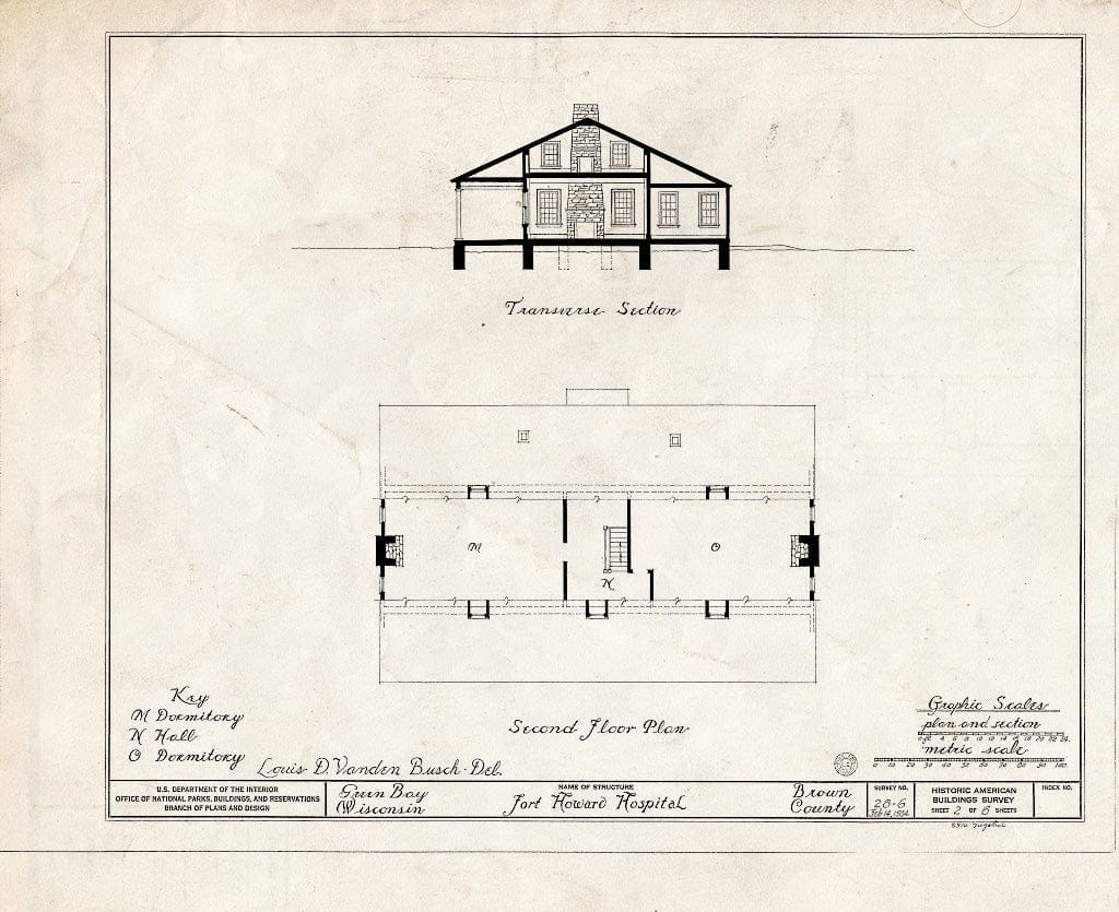 Blueprint HABS WIS,5-GREBA,2- (Sheet 2 of 6) - Fort Howard Hospital, Chestnut Avenue & Kellogg Street, Green Bay, Brown County, WI