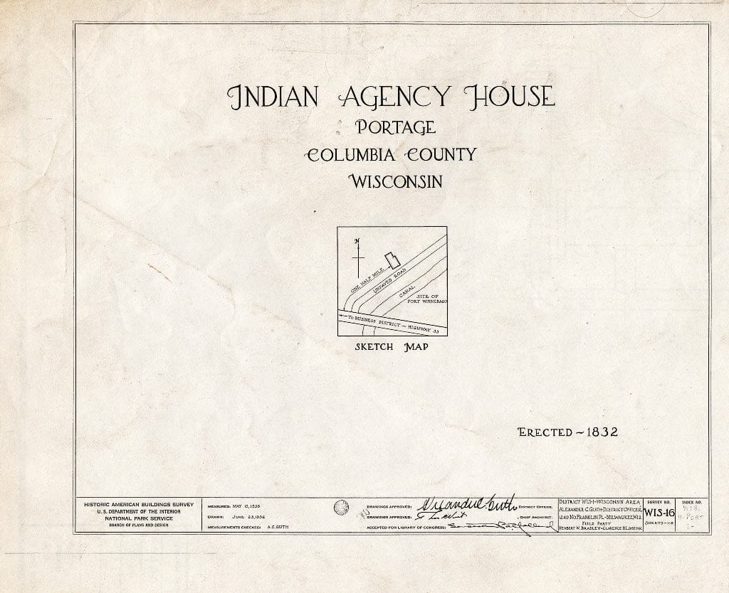 Blueprint HABS WIS,11-Port,1- (Sheet 0 of 8) - Indian Agency House, Portage, Columbia County, WI