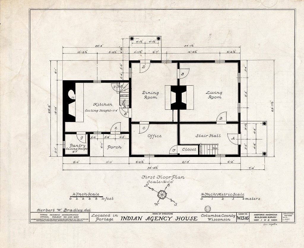 Blueprint HABS WIS,11-Port,1- (Sheet 1 of 8) - Indian Agency House, Portage, Columbia County, WI