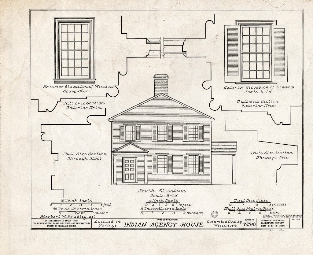 Blueprint HABS WIS,11-Port,1- (Sheet 3 of 8) - Indian Agency House, Portage, Columbia County, WI