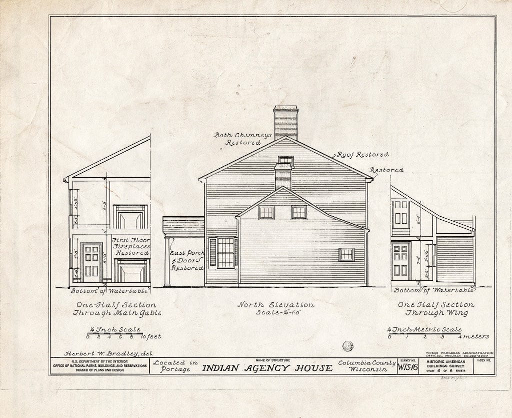Blueprint HABS WIS,11-Port,1- (Sheet 6 of 8) - Indian Agency House, Portage, Columbia County, WI