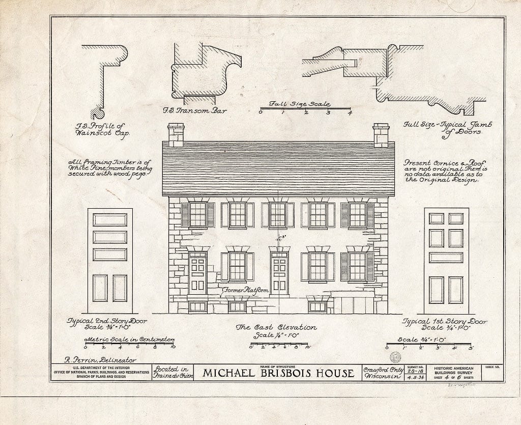 Blueprint HABS WIS,12-PRACH,1- (Sheet 4 of 6) - Michael Brisbois House, Prairie du Chien, Crawford County, WI