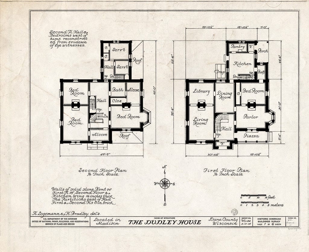 Blueprint HABS WIS,13-MAD,1- (Sheet 1 of 6) - Dudley House, 508 North Francis Street, Madison, Dane County, WI