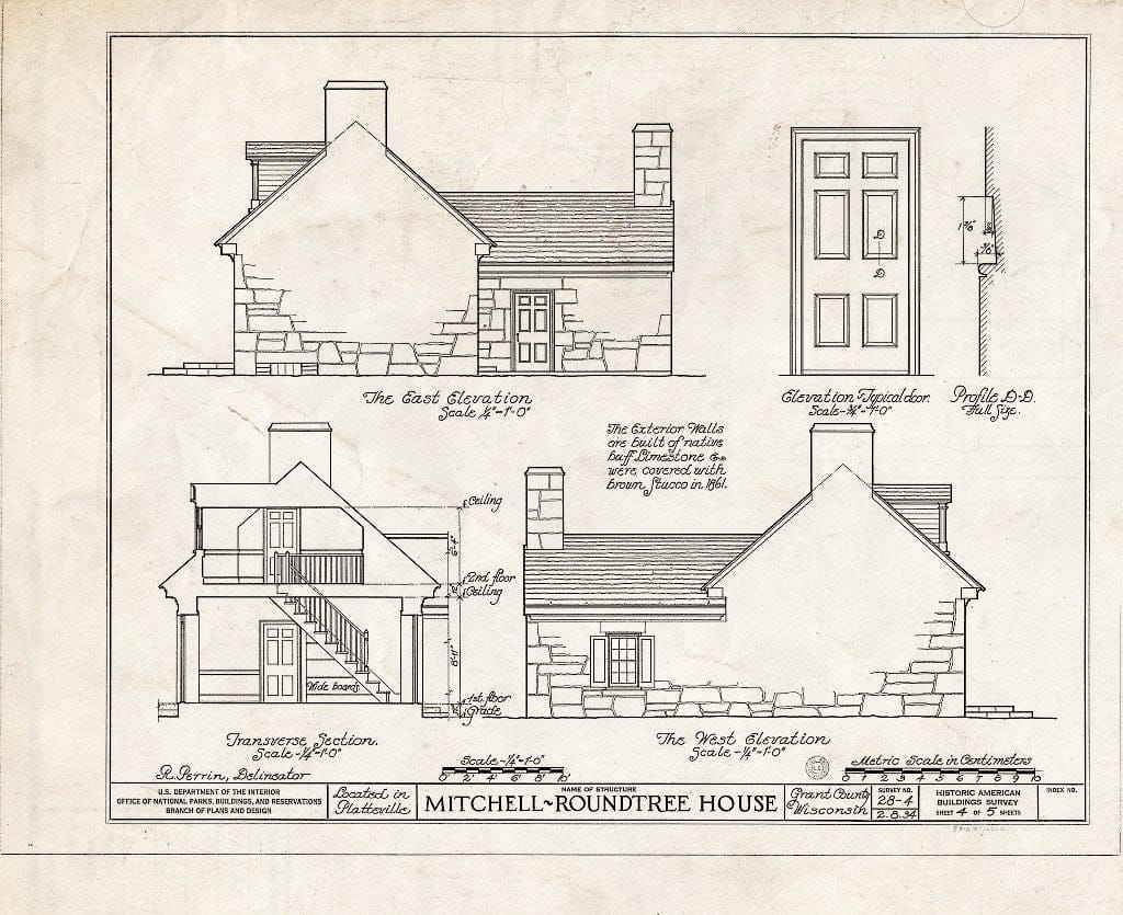 Blueprint HABS WIS,22-PLAVI,1- (Sheet 4 of 5) - Mitchell-Roundtree House, Platteville, Grant County, WI