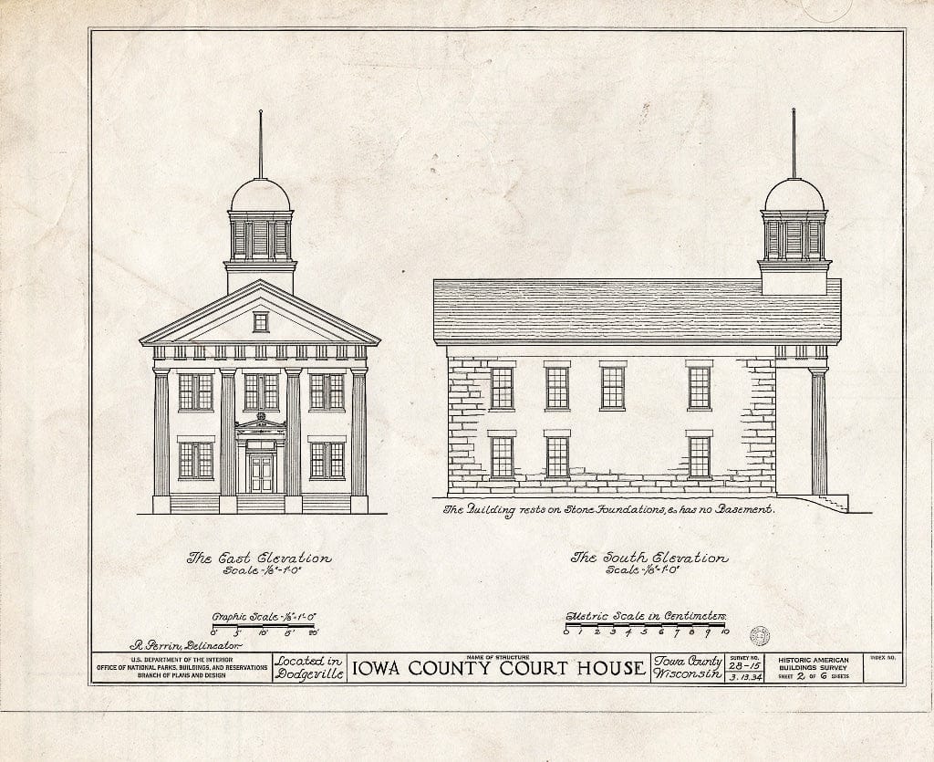 Blueprint HABS WIS,25-DODGV,1- (Sheet 2 of 6) - Iowa County Courthouse, Main Street, Dodgeville, Iowa County, WI