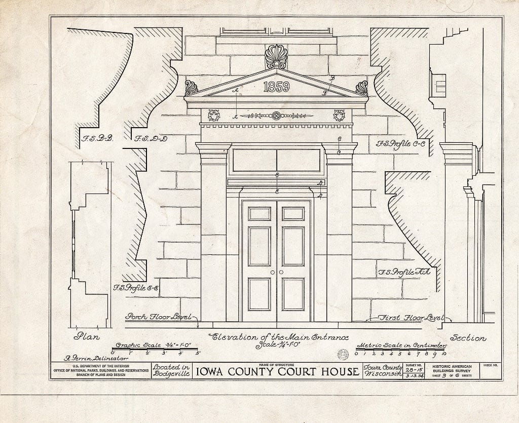 Blueprint HABS WIS,25-DODGV,1- (Sheet 3 of 6) - Iowa County Courthouse, Main Street, Dodgeville, Iowa County, WI
