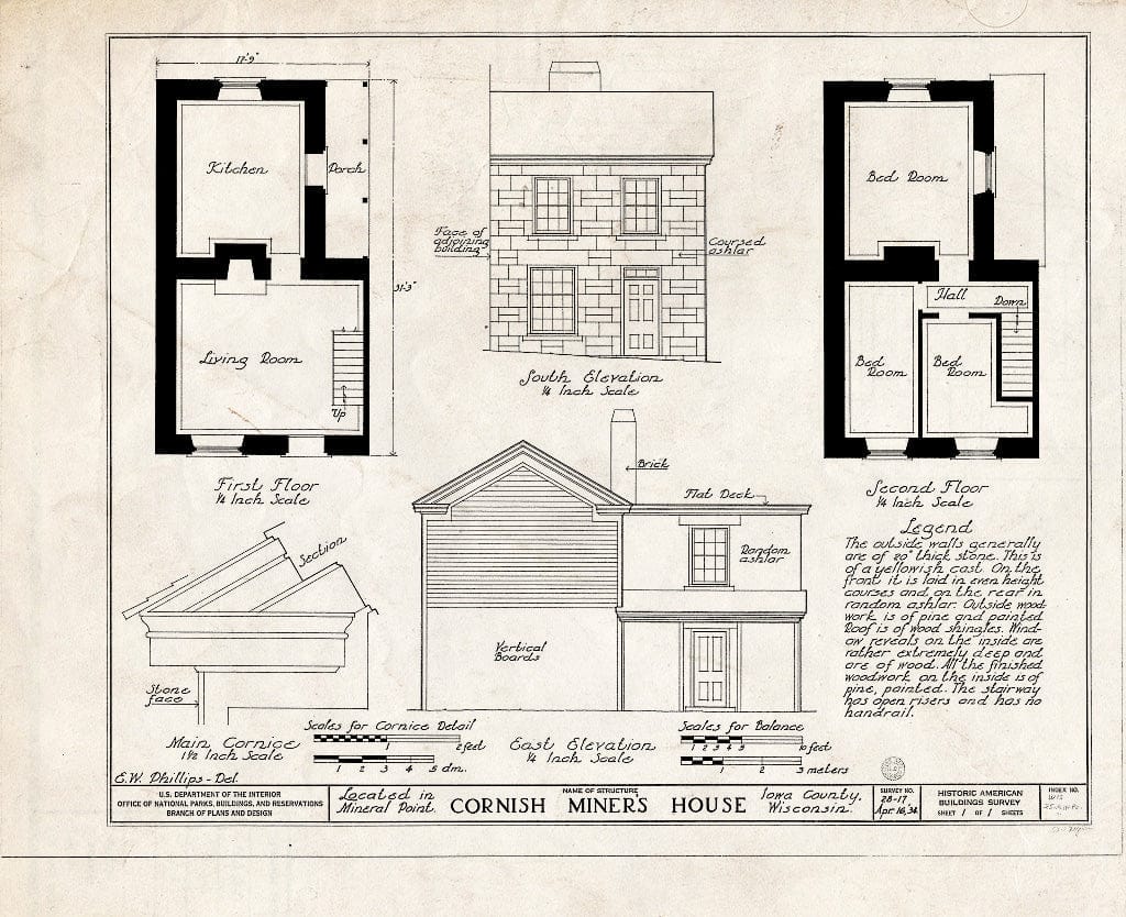 Blueprint HABS WIS,25-MINPO,1- (Sheet 1 of 1) - Cornish Miner's House No. 1, 114 Shakerag Alley, Mineral Point, Iowa County, WI