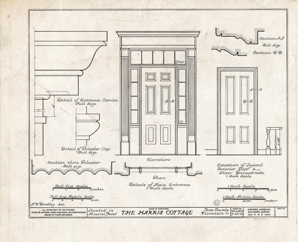 Blueprint HABS WIS,25-MINPO,4- (Sheet 3 of 3) - Harris Cottage, 425 Church Street, Mineral Point, Iowa County, WI