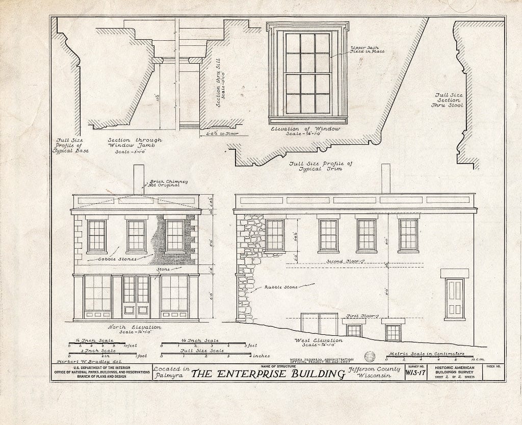 Blueprint HABS WIS,28-Palm,1- (Sheet 2 of 2) - The Enterprise Building, Main Street, Palmyra, Jefferson County, WI
