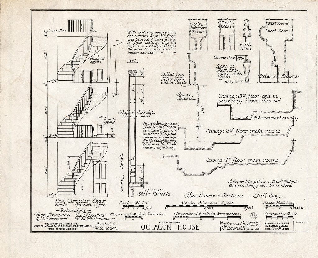 Blueprint HABS WIS,28-WATO,1- (Sheet 5 of 5) - Octagon House, Watertown, Jefferson County, WI