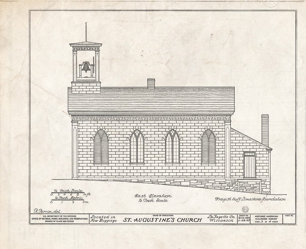 Blueprint HABS WIS,33-NEDIG,1- (Sheet 3 of 4) - St. Augustine's Church, New Diggings, Lafayette County, WI