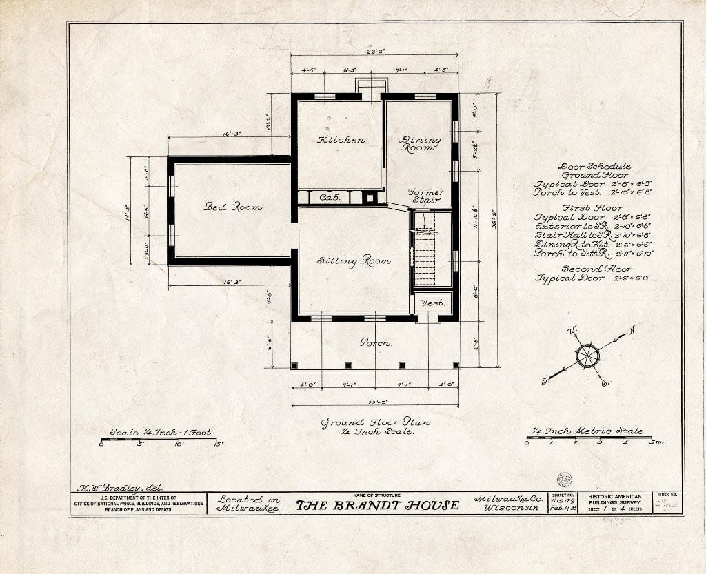 Blueprint HABS WIS,40-MILWA,4- (Sheet 1 of 4) - Brandt House, 1205 North Eighth Street, Milwaukee, Milwaukee County, WI