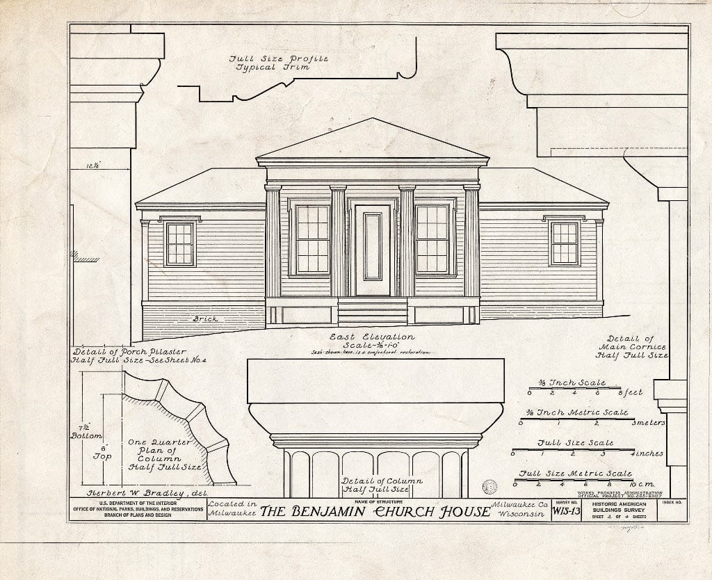 Blueprint HABS WIS,40-MILWA,3- (Sheet 2 of 4) - Benjamin Church House, 1533 North Fourth Street, Milwaukee, Milwaukee County, WI