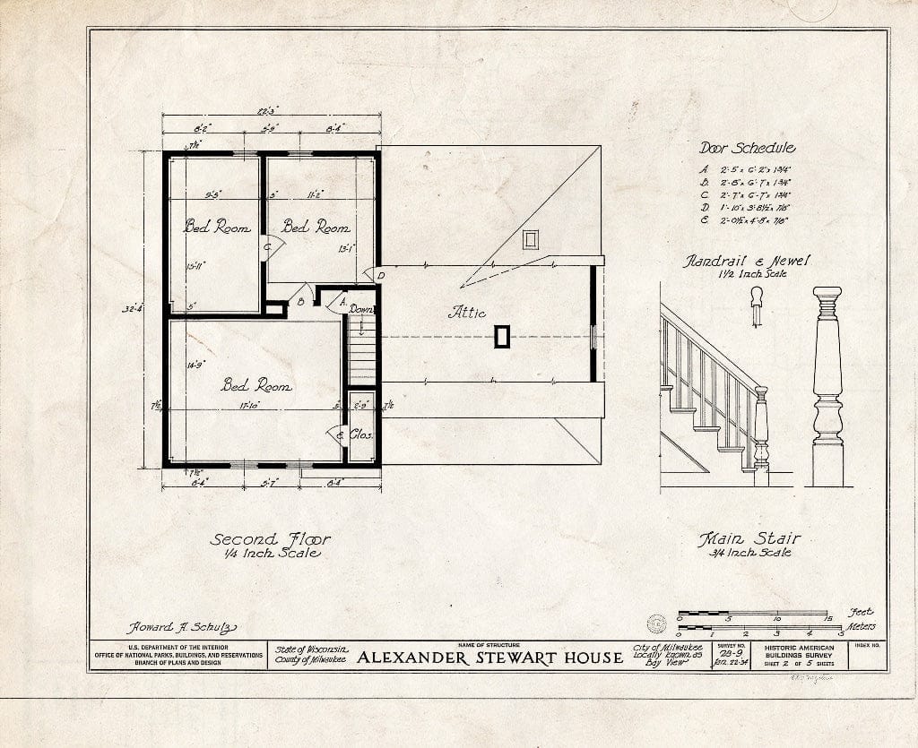 Blueprint HABS WIS,40-MILWA,1- (Sheet 2 of 5) - Alexander Stewart House, 2030 South Kinnickinnic Street, Milwaukee, Milwaukee County, WI