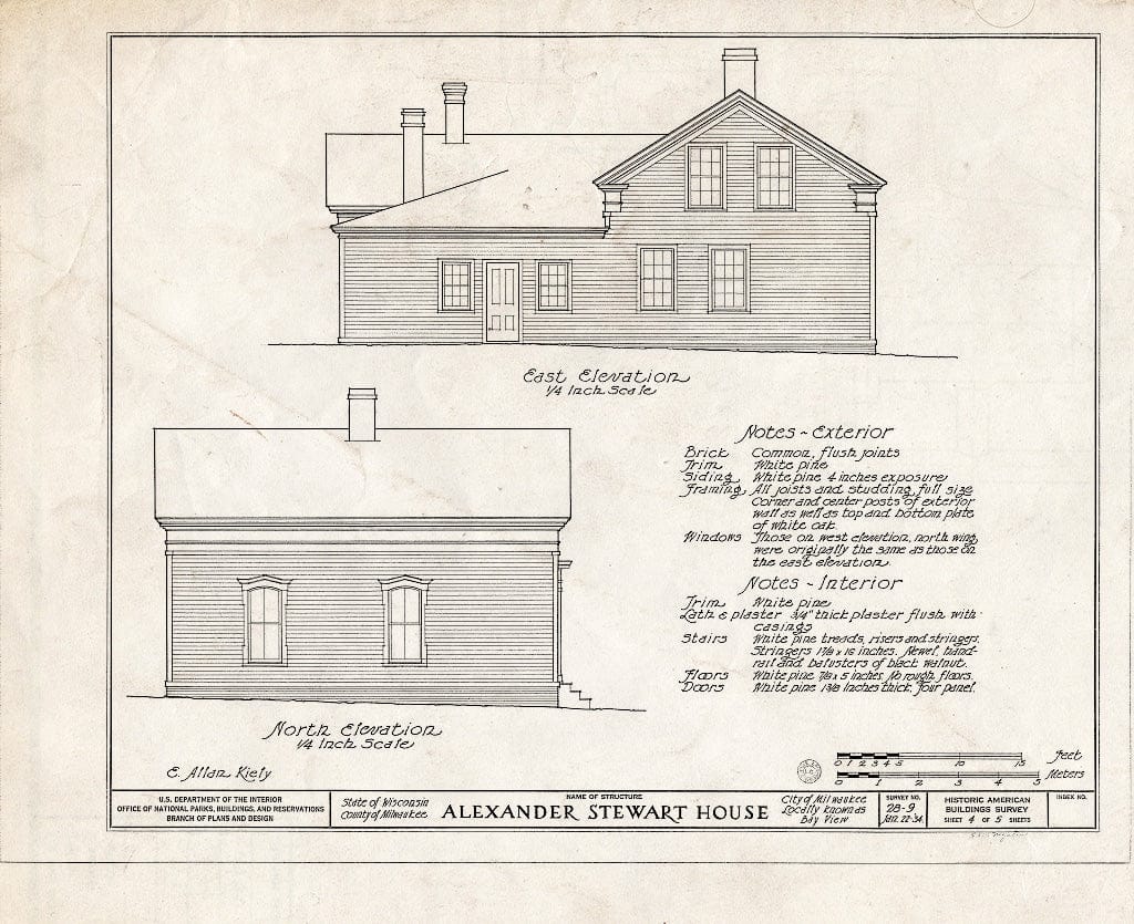 Blueprint HABS WIS,40-MILWA,1- (Sheet 4 of 5) - Alexander Stewart House, 2030 South Kinnickinnic Street, Milwaukee, Milwaukee County, WI