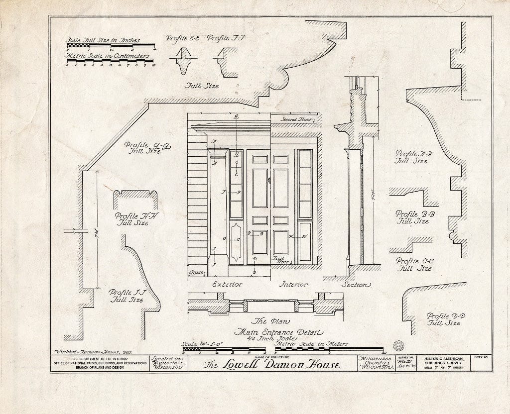 Blueprint HABS WIS,40-WAWTO,1- (Sheet 7 of 7) - Lowell Damon House, 2107 Wauwatosa Avenue & Rogers Street, Wauwatosa, Milwaukee County, WI