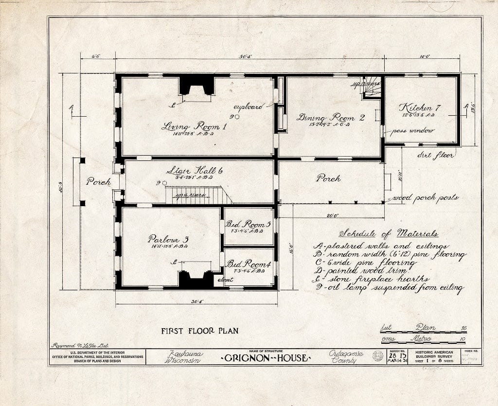 Blueprint HABS WIS,44-KAUK,1- (Sheet 1 of 8) - Grignon House, Augustin Road, Kaukauna, Outagamie County, WI