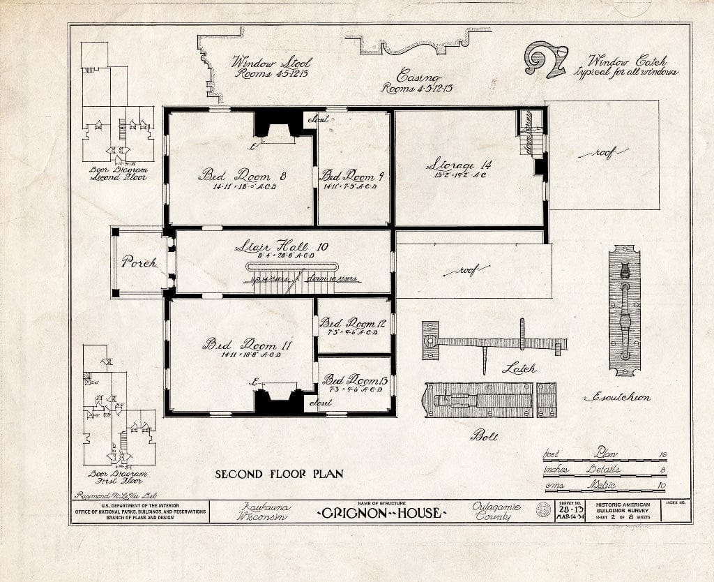 Blueprint HABS WIS,44-KAUK,1- (Sheet 2 of 8) - Grignon House, Augustin Road, Kaukauna, Outagamie County, WI