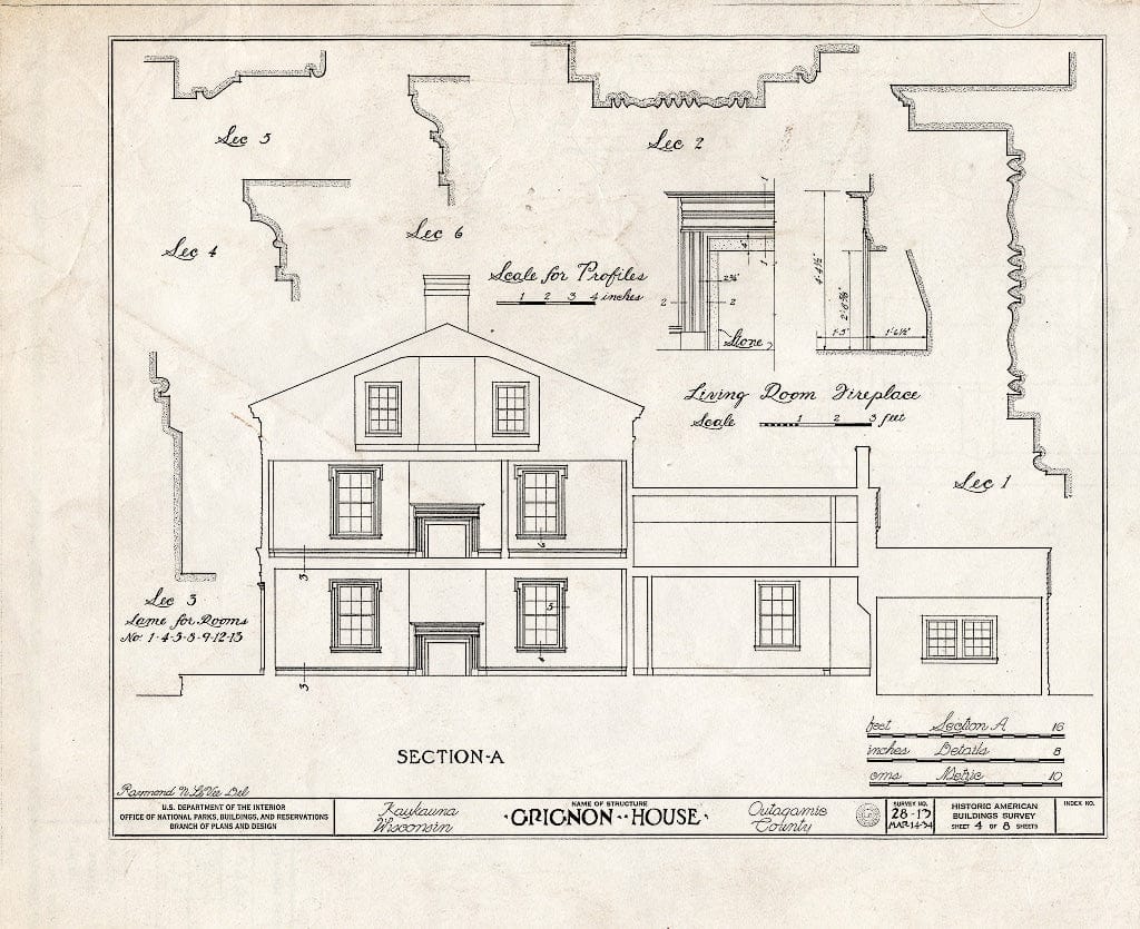 Blueprint HABS WIS,44-KAUK,1- (Sheet 4 of 8) - Grignon House, Augustin Road, Kaukauna, Outagamie County, WI