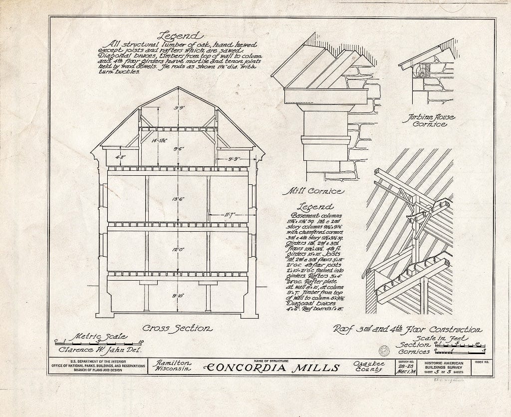 Blueprint HABS WIS,45-HAM,1- (Sheet 5 of 5) - Concordia Mills, Hamilton, Ozaukee County, WI