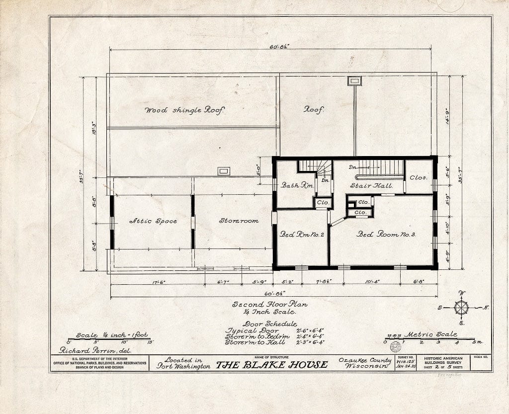 Blueprint HABS WIS,45-POWASH,1- (Sheet 2 of 5) - Blake House, 511 Grand Avenue, Port Washington, Ozaukee County, WI