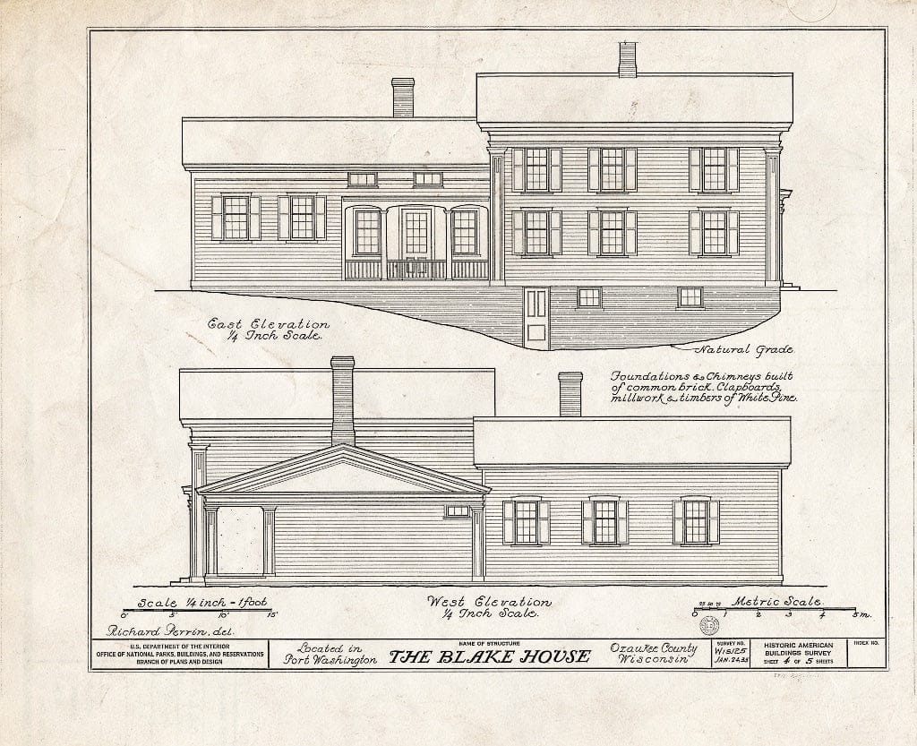 Blueprint HABS WIS,45-POWASH,1- (Sheet 4 of 5) - Blake House, 511 Grand Avenue, Port Washington, Ozaukee County, WI